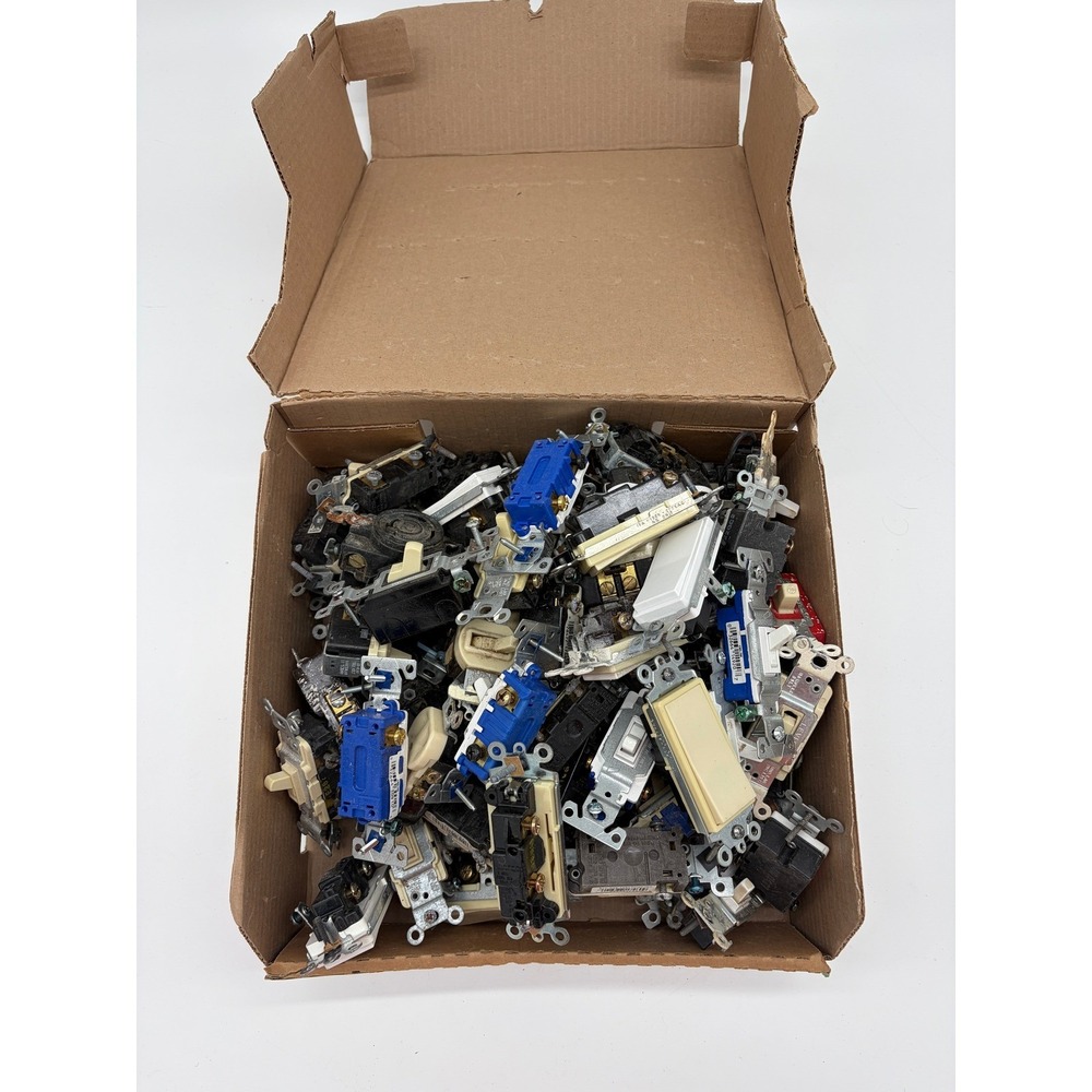 Lot of 78 Assorted Electrical Light Switches Toggle Rocker White Almond Ivory